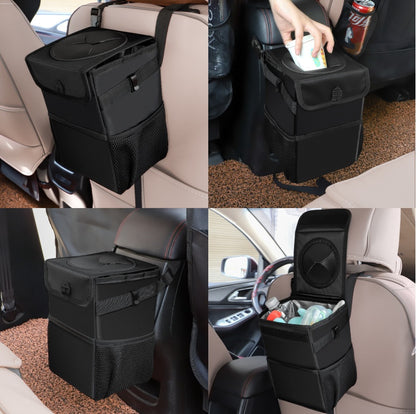 Premium Car Trash Can - Leakproof Compact Auto Garbage Bin with Secure Lid for Clean Vehicle Interior