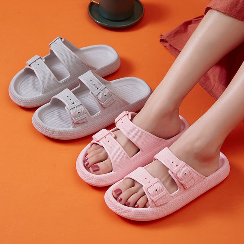 Women's Summer Platform Slippers – Fashionable Buckle Sandals with Soft Bottom for Home & Outdoor Wear