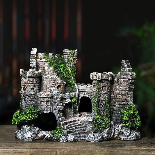 Premium Resin Castle Aquarium Decoration - Medieval Fortress Ornament for Betta & Tropical Fish Tanks