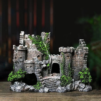 Premium Resin Castle Aquarium Decoration - Medieval Fortress Ornament for Betta & Tropical Fish Tanks