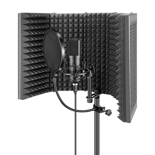 Studio Microphone Pop Filter – High-Quality Noise Reduction Screen with Blowout Prevention Net for Recording