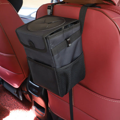 Premium Car Trash Can - Leakproof Compact Auto Garbage Bin with Secure Lid for Clean Vehicle Interior