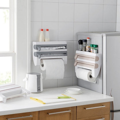 Premium 4-in-1 Kitchen Roll Dispenser - Wall Mount Organizer for Foil, Cling Film & Paper Towels | Space-Saving Solution