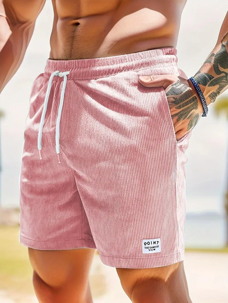 Summer Lace-up Drawstring Shorts for Men, Corduroy Sports Shorts, Casual Summer Pants