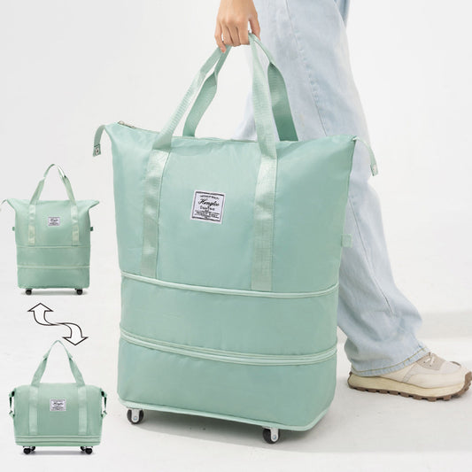 Women's Large Capacity Travel Bag with Universal Wheels – Double-Layer Dry & Wet Separation Fitness, Yoga, and Sports Handbag