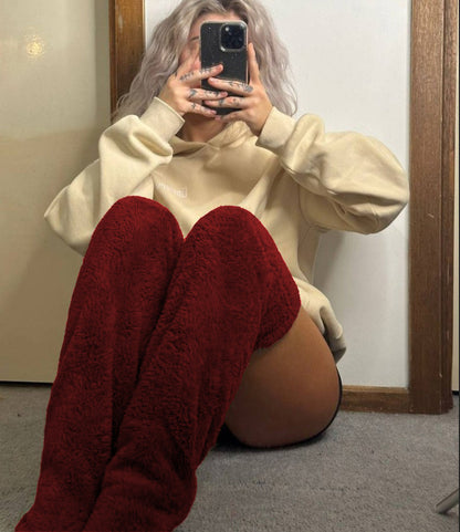 Over-the-Knee Fuzzy Socks for Women – Warm Winter Long Sleeping & Lounge Socks