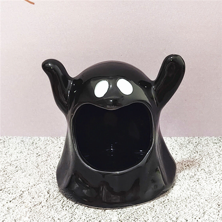Premium Halloween Ghost Ceramic Ornaments - Handcrafted Spooky Decorations for Festive Home Décor