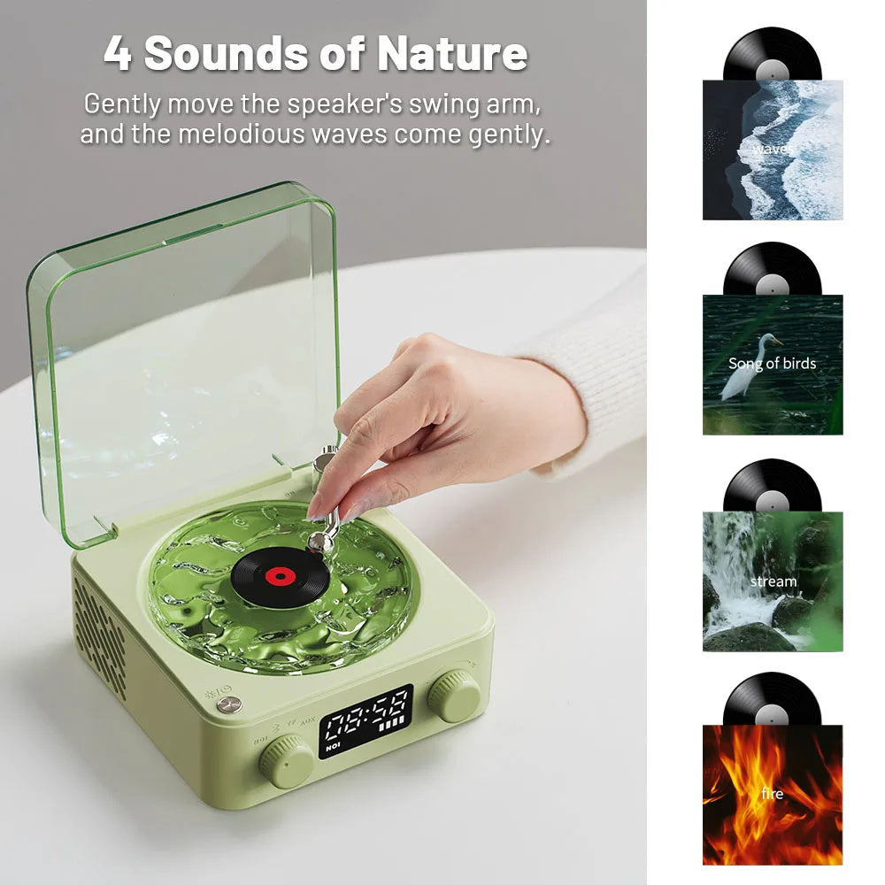 Premium Retro Turntable Bluetooth Speaker - Vintage Record Player Design with RGB Projection & Hi-Fi Stereo Sound