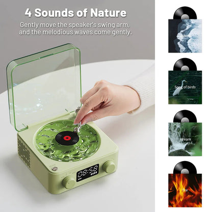 Premium Retro Turntable Bluetooth Speaker - Vintage Record Player Design with RGB Projection & Hi-Fi Stereo Sound