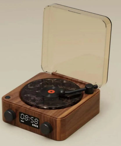 Premium Retro Turntable Bluetooth Speaker - Vintage Record Player Design with RGB Projection & Hi-Fi Stereo Sound