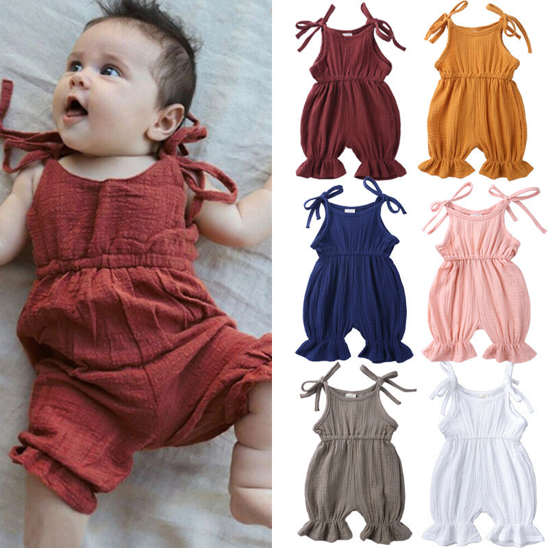 Newborn Baby Girl Sleeveless Solid Romper Jumpsuit – Cute Toddler Outfit for Girls, New Arrivals Baby Clothing