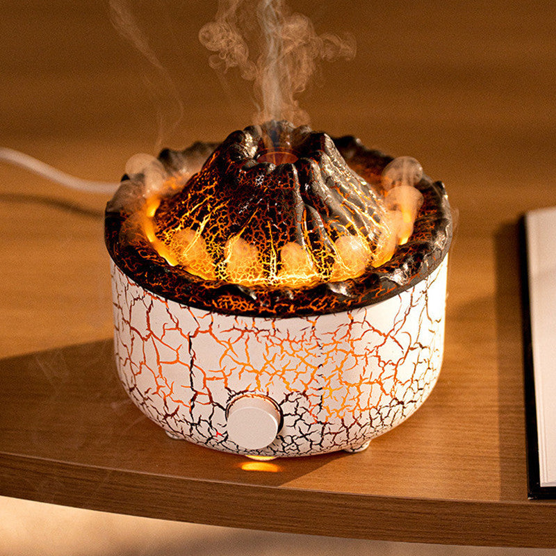 Premium Volcano Aromatherapy Humidifier - 3D Flame Effect Diffuser with Jellyfish Spray Technology