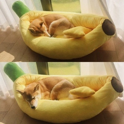 Premium Banana-Shaped Pet Bed - Washable Comfort Pad for Dogs & Cats