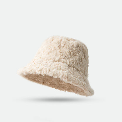 Women's Lambswool Bucket Hat – Winter Warm Fuzzy Fisherman Hat in Solid Colors for Stylish Cold Weather Wear