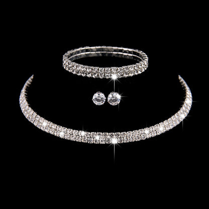 Bridal Jewelry Set – Three-Piece Wedding Set, Popular European and American Wedding Accessories