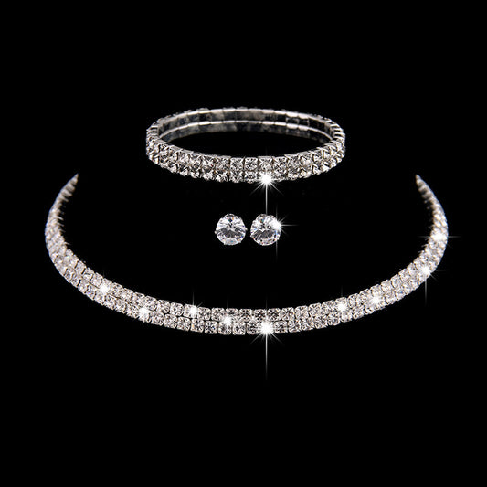 Bridal Jewelry Set – Three-Piece Wedding Set, Popular European and American Wedding Accessories