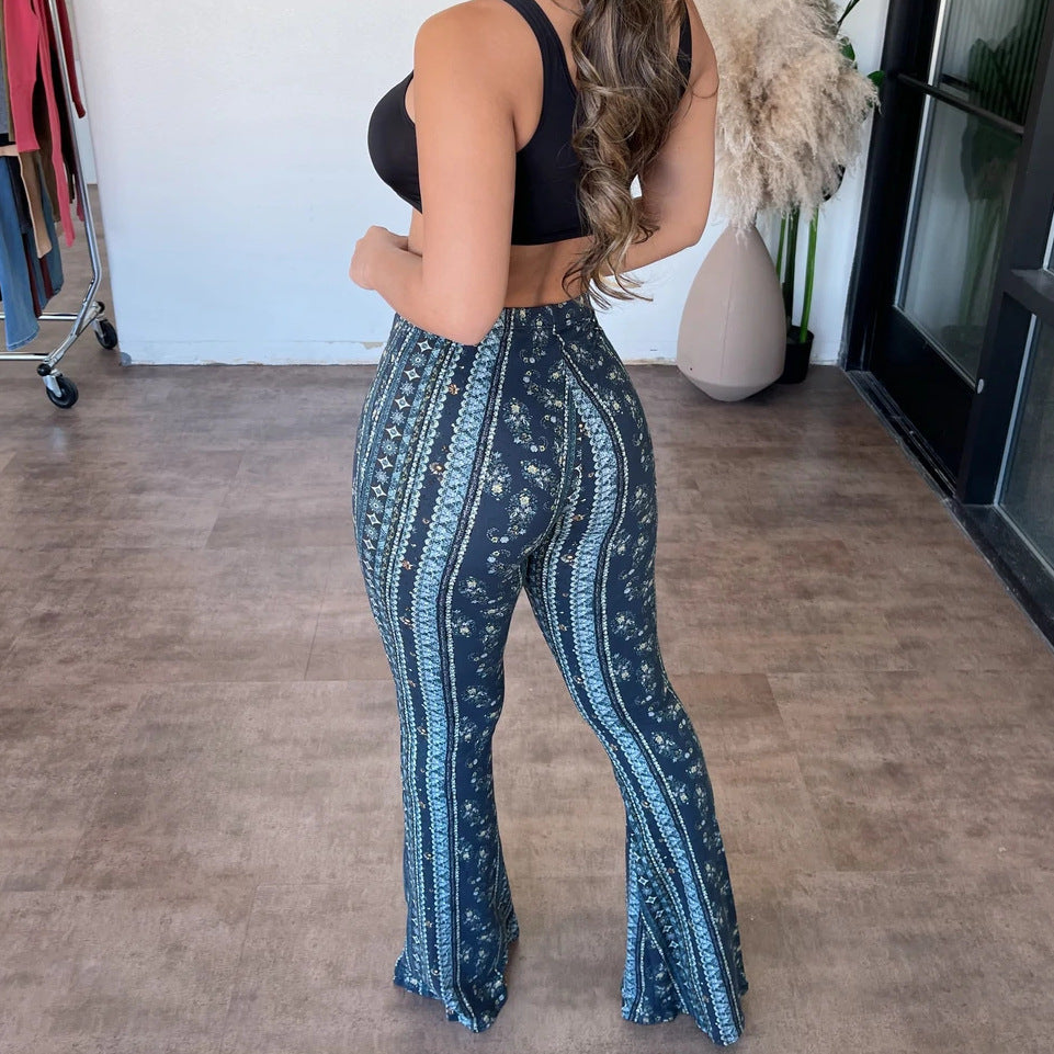 High Elastic Tight Pants – Slim Sexy Print Trousers for Women