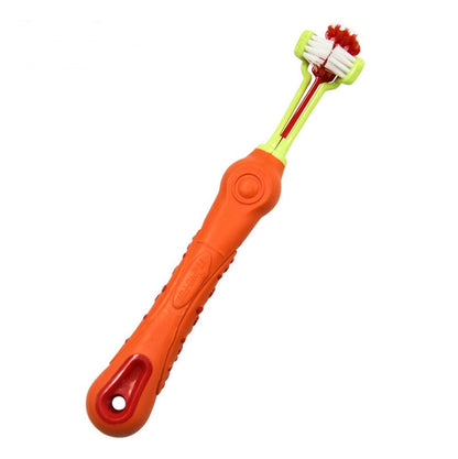 Premium 3-Sided Dog Toothbrush - Professional Dental Care for Fresh Breath & Healthy Teeth