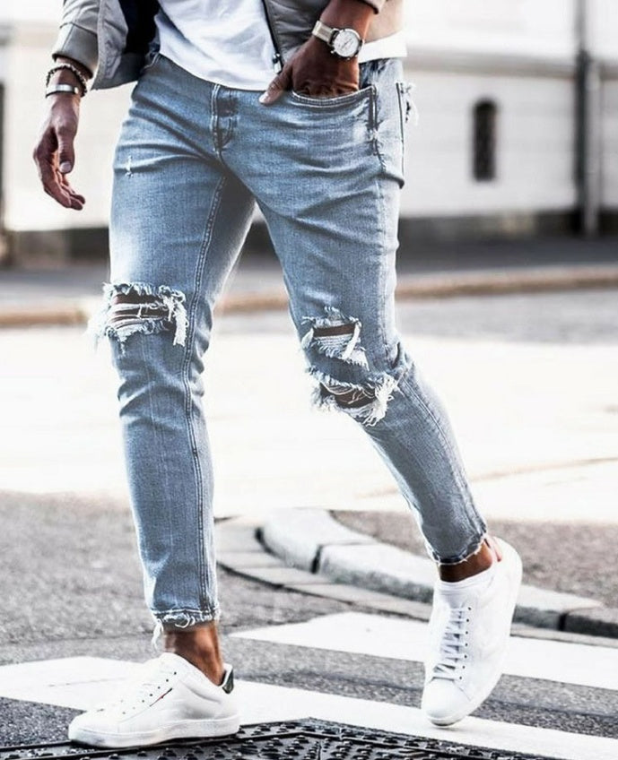 New Ripped Skinny Jeans for Men - Streetwear Fashion Denim Pants