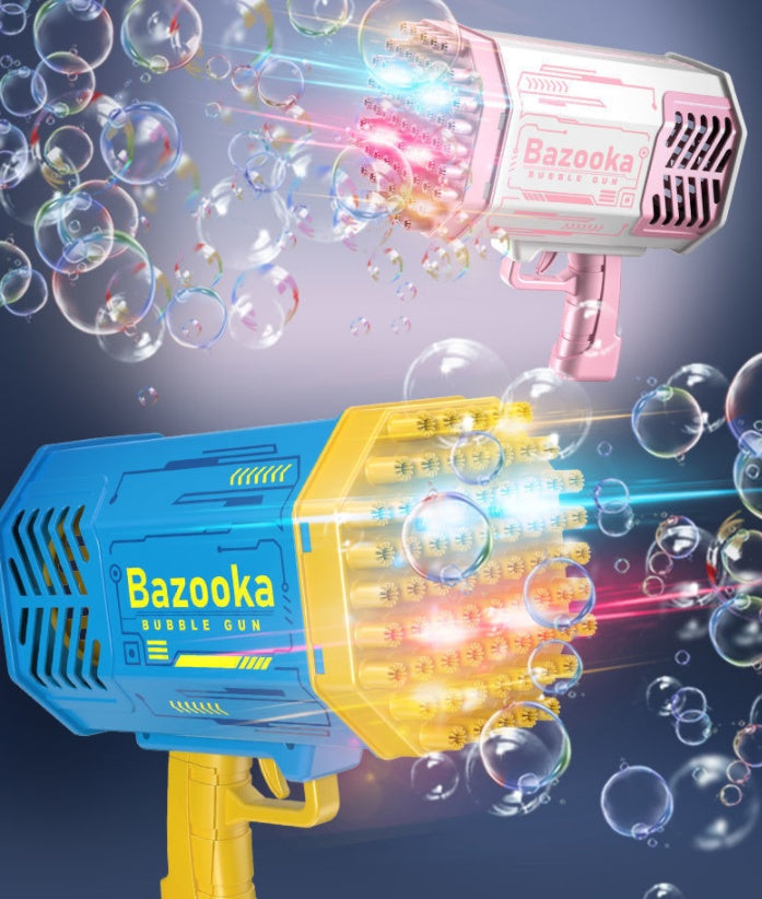 Rocket Bubble Gun Toy with 69 Holes – Automatic Light-Up Soap Bubble Blower for Kids
