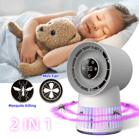 Creative 2-in-1 Mosquito Killing Mini Desk Fan - USB Rechargeable Electric Fan & Night Lamp for Home & Outdoor Use