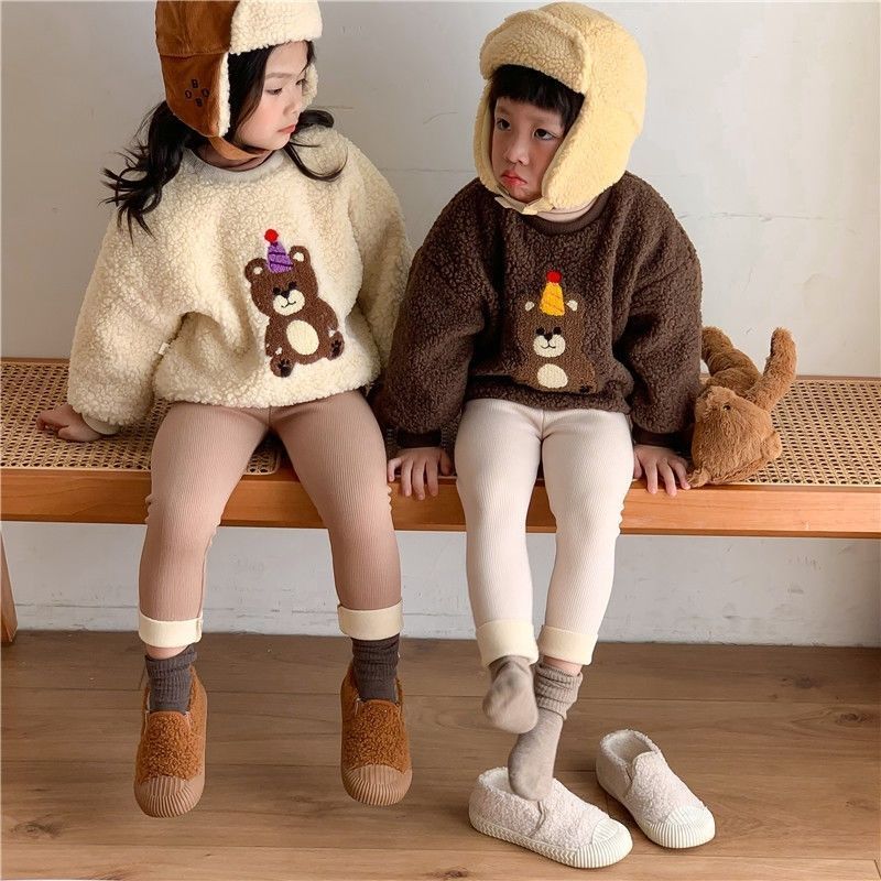Girls' Single-Layer Fleece-Lined Fashionable Leggings – All-Matching Leggings for Fall and Winter