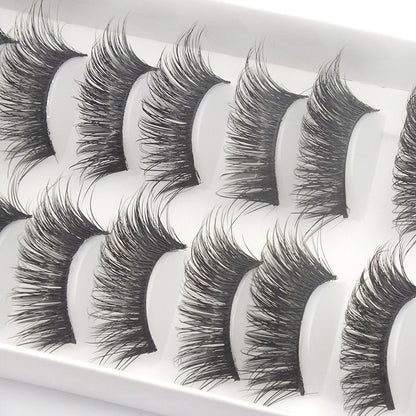 Professional Handcrafted False Eyelashes – 10 Pairs Premium Synthetic Lashes for Natural Volume & Stunning Eyes