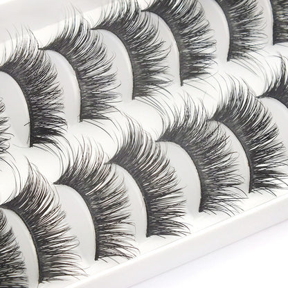 Professional Handcrafted False Eyelashes – 10 Pairs Premium Synthetic Lashes for Natural Volume & Stunning Eyes