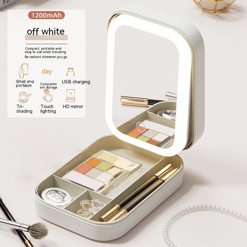 Premium LED Makeup Storage Box - Portable Travel Cosmetic Organizer with Touch-Light Mirror | Beauty Station