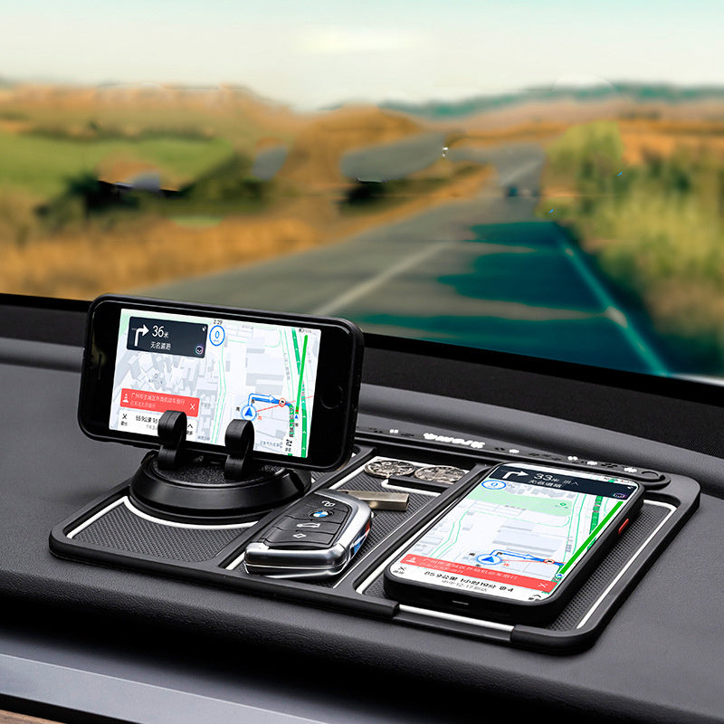 Premium 4-in-1 Car Dashboard Organizer - Non-Slip Phone Mount with Parking Card & Multi-Function Holder