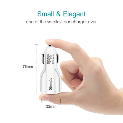Premium Quick Charge 3.0 Car Charger - Dual USB Fast Charging Adapter with Qualcomm Technology