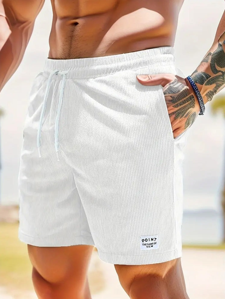 Summer Lace-up Drawstring Shorts for Men, Corduroy Sports Shorts, Casual Summer Pants