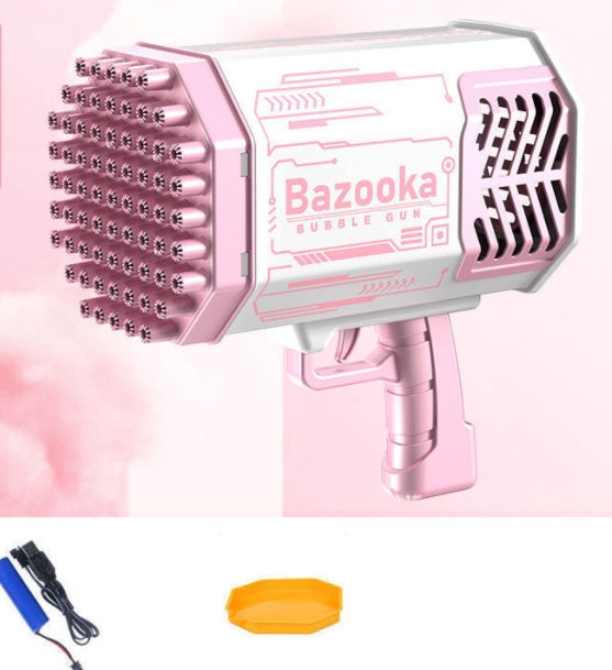 Rocket Bubble Gun Toy with 69 Holes – Automatic Light-Up Soap Bubble Blower for Kids