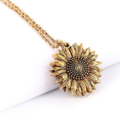 "You Are My Sunshine" Sunflower Necklace - Meaningful Pendant for Women and Men, Perfect Couple Gift