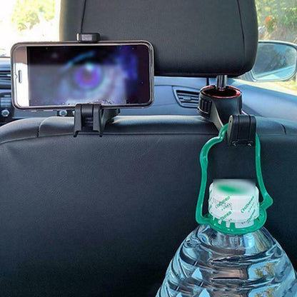 Premium Car Headrest Hook & Phone Holder - Multi-Function Seat Back Organizer with Secure Phone Mount