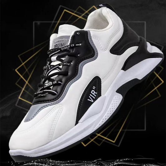 Stylish Black & White Sneakers for Men – Lightweight, Breathable Casual Outdoor Sports Shoes