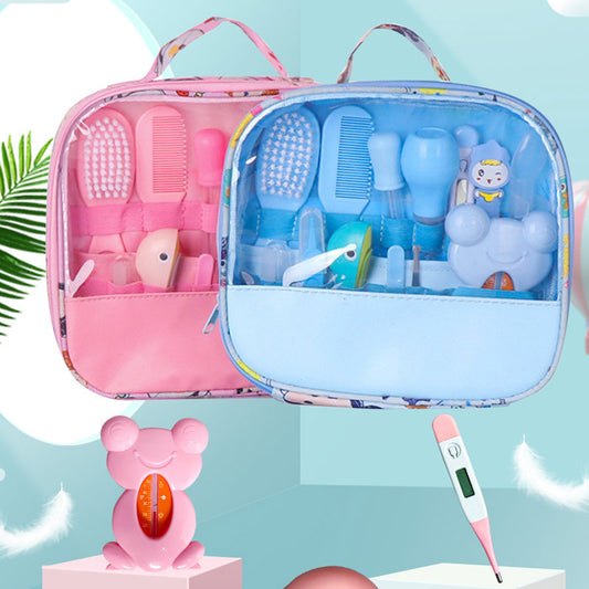 Newborn Baby Care Kit – Complete Grooming Set with Nose Cleaner, Nail Clipper, Earpick, Toothbrush, Hair Brush, and Scissors