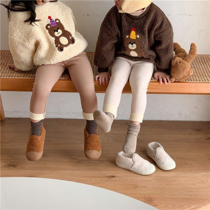 Girls' Single-Layer Fleece-Lined Fashionable Leggings – All-Matching Leggings for Fall and Winter