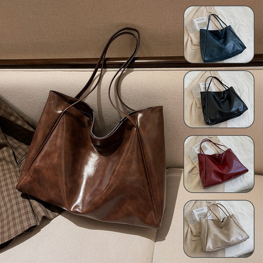 Fashion Handbag - Soft Leather Shoulder Bag, Large Capacity