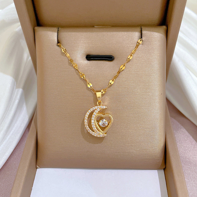 Stainless Steel Starry Sky Planet Astronaut Necklace for Women – Light Luxurious Temperament Star Metal Chain Jewelry Gift