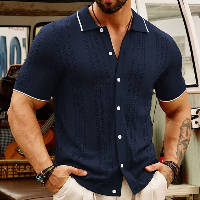 Summer Short-Sleeved Polo Shirt – Button Lapel Top for Business & Casual Wear