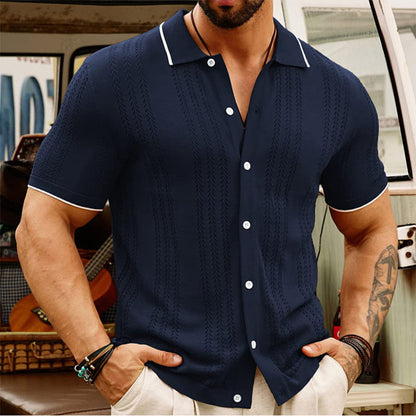 Summer Short-Sleeved Polo Shirt – Button Lapel Top for Business & Casual Wear
