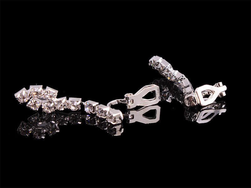4-Piece Rhinestone Necklace Set with Earrings, Ring, and Bracelet - Elegant Fashion Jewelry for Women