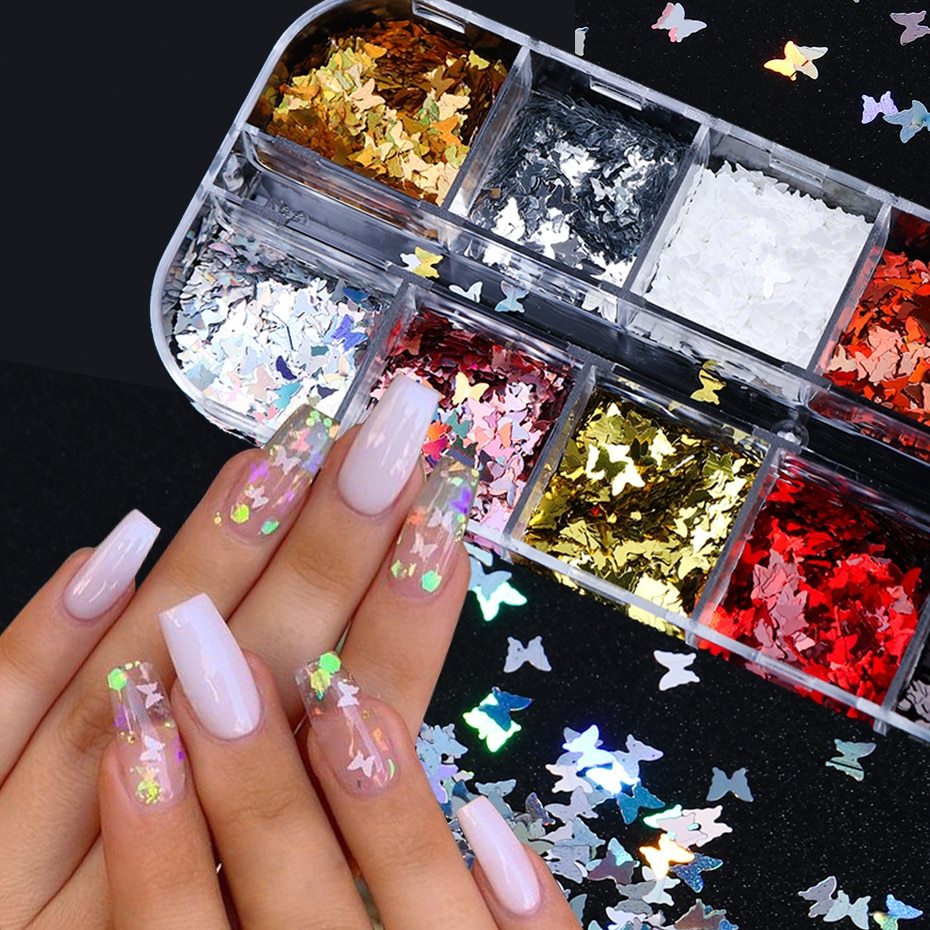 Professional Butterfly Nail Art Sequins – Holographic Glitter Collection for Stunning DIY Nail Designs