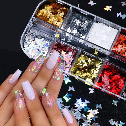 Professional Butterfly Nail Art Sequins – Holographic Glitter Collection for Stunning DIY Nail Designs