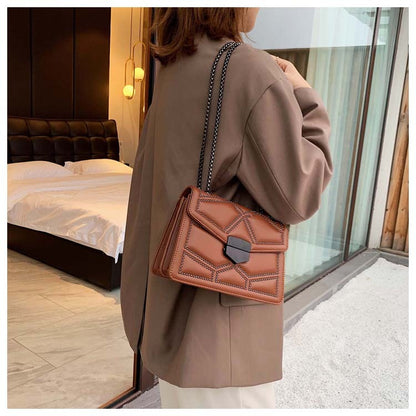 Small Square Shoulder Bag with Studs, Fashionable Crossbody Bag for Women