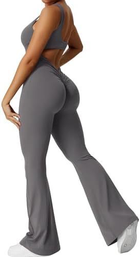 Women's Sleeveless Flare Jumpsuit – Fitness & Yoga Long Pants, Stylish and Comfortable Activewear