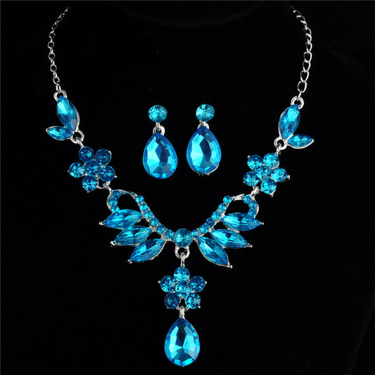 Bridal Alloy Diamond Necklace and Earrings Set – Wedding Jewelry Accessories for Women