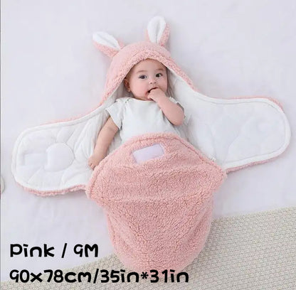 Super Soft Baby Sleeping Bag – Fluffy Fleece Swaddle Blanket with Head Support, Unisex Newborn Sleep Sack for Boys and Girls