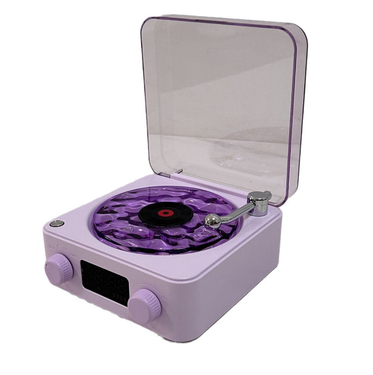 Premium Retro Turntable Bluetooth Speaker - Vintage Record Player Design with RGB Projection & Hi-Fi Stereo Sound